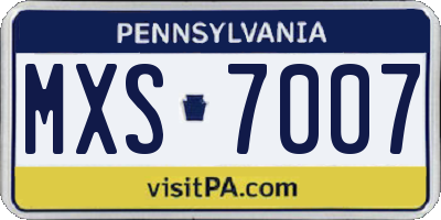 PA license plate MXS7007