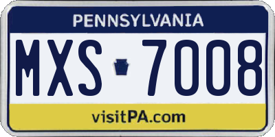 PA license plate MXS7008
