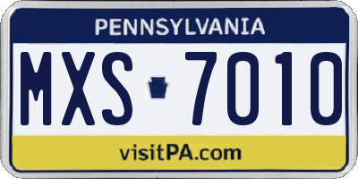 PA license plate MXS7010