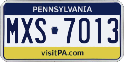 PA license plate MXS7013