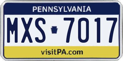 PA license plate MXS7017