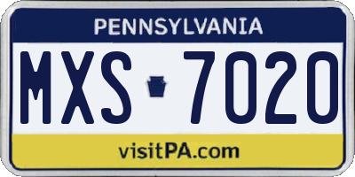 PA license plate MXS7020