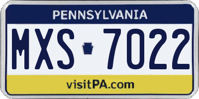 PA license plate MXS7022