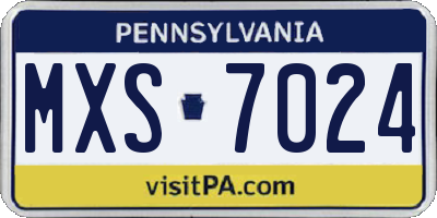 PA license plate MXS7024