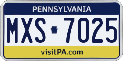PA license plate MXS7025