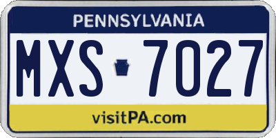 PA license plate MXS7027