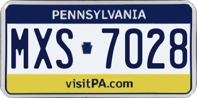 PA license plate MXS7028