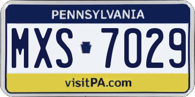 PA license plate MXS7029