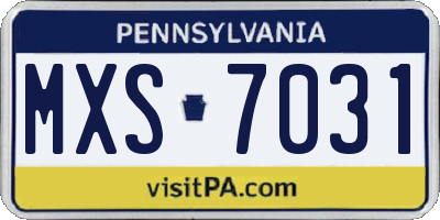 PA license plate MXS7031