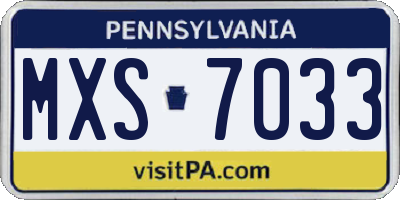 PA license plate MXS7033