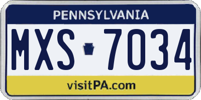 PA license plate MXS7034