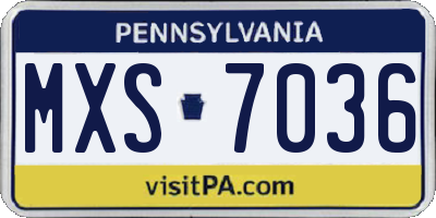 PA license plate MXS7036