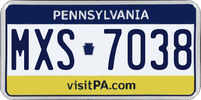 PA license plate MXS7038