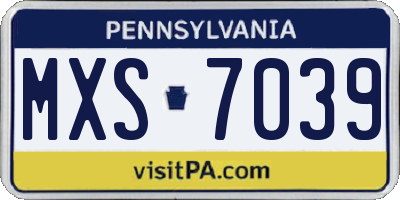 PA license plate MXS7039