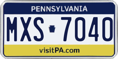 PA license plate MXS7040