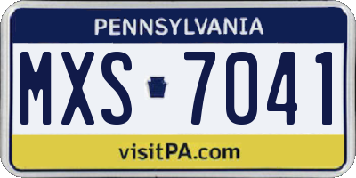 PA license plate MXS7041