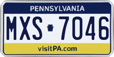 PA license plate MXS7046