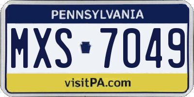 PA license plate MXS7049