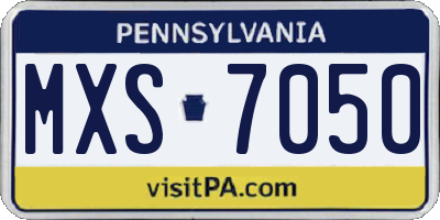 PA license plate MXS7050