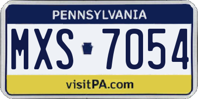 PA license plate MXS7054