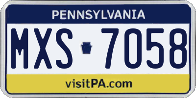PA license plate MXS7058