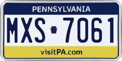 PA license plate MXS7061