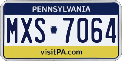 PA license plate MXS7064
