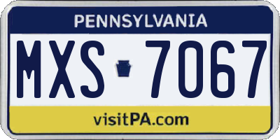 PA license plate MXS7067