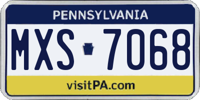 PA license plate MXS7068
