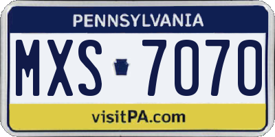 PA license plate MXS7070
