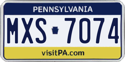 PA license plate MXS7074