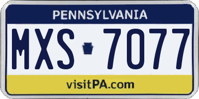 PA license plate MXS7077