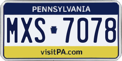 PA license plate MXS7078