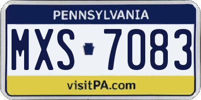 PA license plate MXS7083