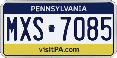 PA license plate MXS7085