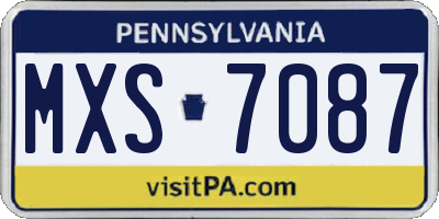 PA license plate MXS7087