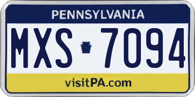 PA license plate MXS7094