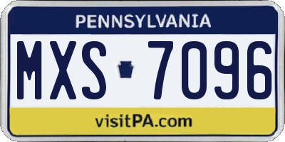 PA license plate MXS7096