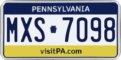 PA license plate MXS7098