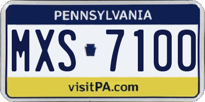 PA license plate MXS7100