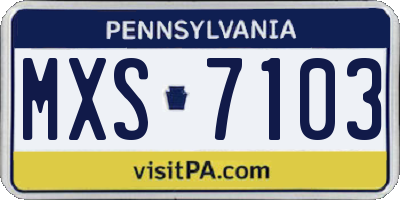 PA license plate MXS7103