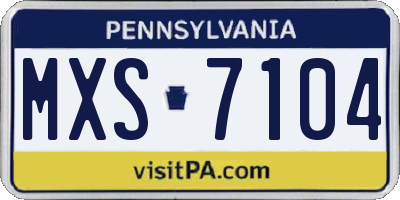 PA license plate MXS7104