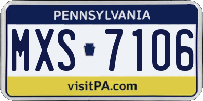 PA license plate MXS7106