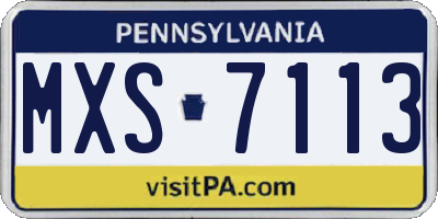 PA license plate MXS7113