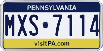 PA license plate MXS7114