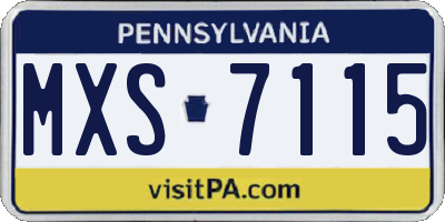 PA license plate MXS7115