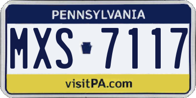 PA license plate MXS7117