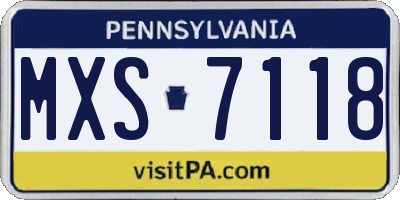 PA license plate MXS7118