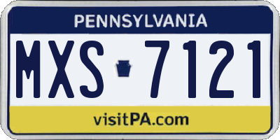 PA license plate MXS7121
