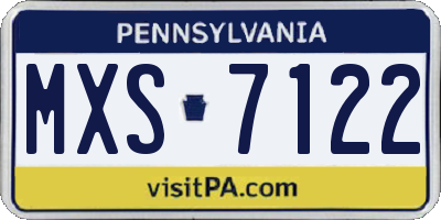 PA license plate MXS7122